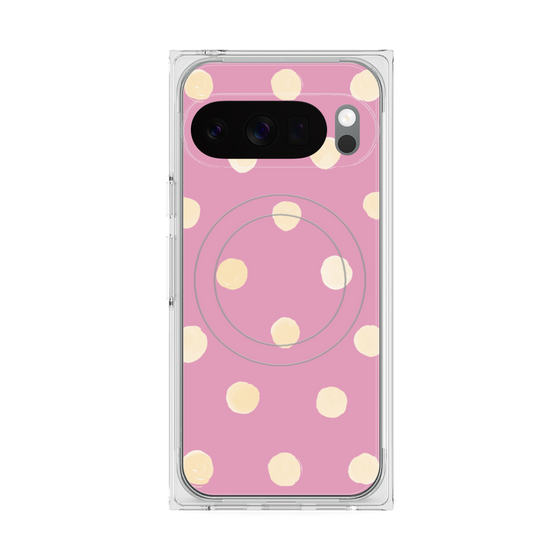プレミアムスクエアケース with Pixelsnap［ 水彩ドット・レトロカラー - Pink ］