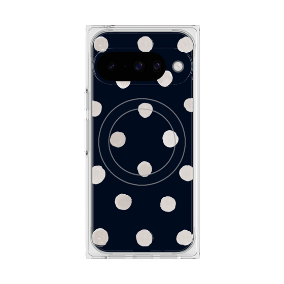 プレミアムスクエアケース with Pixelsnap［ 水彩ドット・レトロカラー - Navy ］