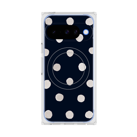 プレミアムスクエアケース with Pixelsnap［ 水彩ドット・レトロカラー - Navy ］