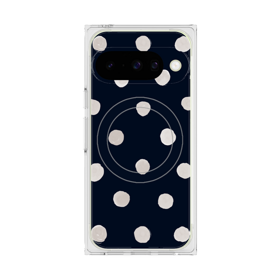 プレミアムスクエアケース with Pixelsnap［ 水彩ドット・レトロカラー - Navy ］