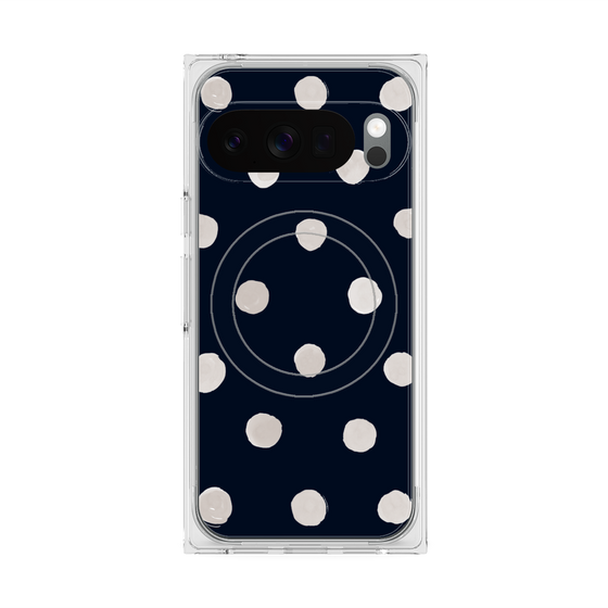 プレミアムスクエアケース with Pixelsnap［ 水彩ドット・レトロカラー - Navy ］