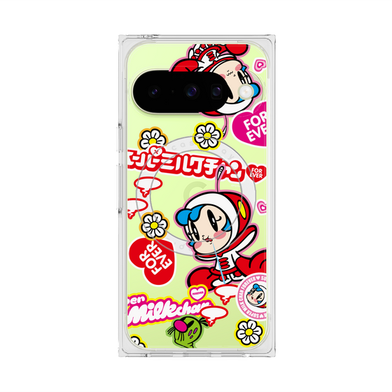 プレミアムスクエアケース with Pixelsnap［ スーパーミルクチャンFOREVER♥ - ロゴ＆キャラ ］