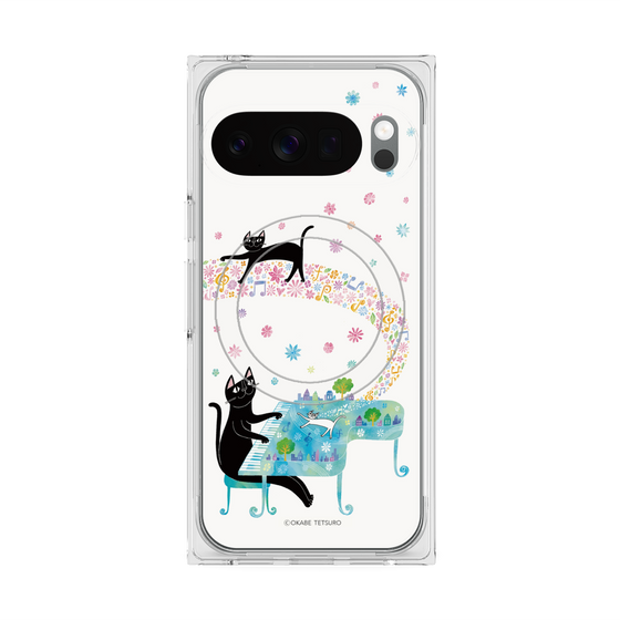 プレミアムスクエアケース with Pixelsnap［ おかべてつろう - 黒猫クロのとおりみち ］