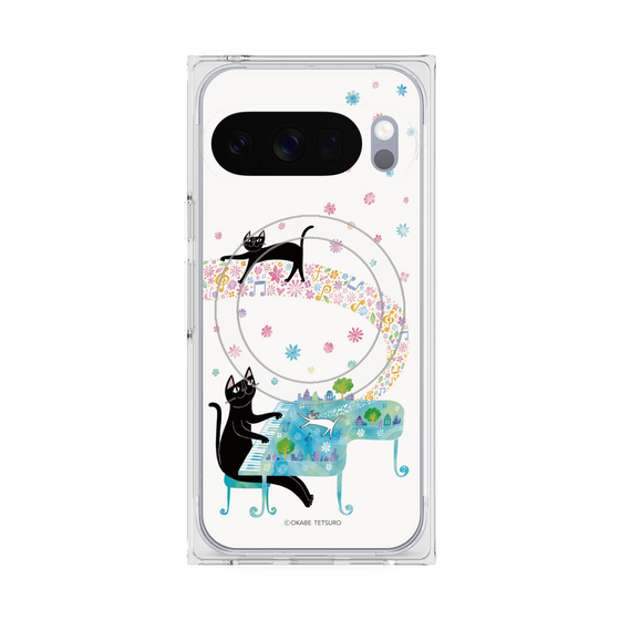 プレミアムスクエアケース with Pixelsnap［ おかべてつろう - 黒猫クロのとおりみち ］