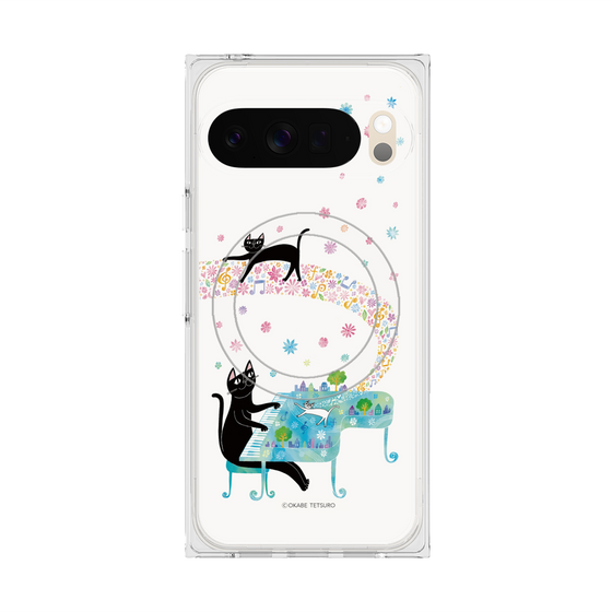 プレミアムスクエアケース with Pixelsnap［ おかべてつろう - 黒猫クロのとおりみち ］