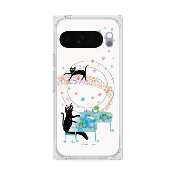プレミアムスクエアケース with Pixelsnap［ おかべてつろう - 黒猫クロのとおりみち ］