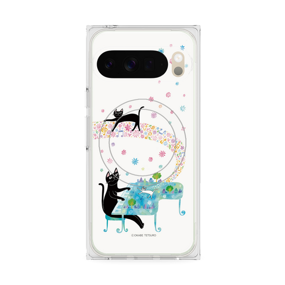 プレミアムスクエアケース with Pixelsnap［ おかべてつろう - 黒猫クロのとおりみち ］