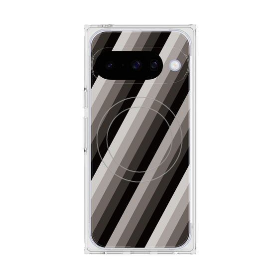 プレミアムスクエアケース with Pixelsnap［ Middle Stripe - Black ］