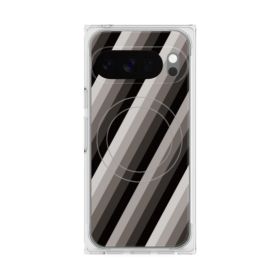 プレミアムスクエアケース with Pixelsnap［ Middle Stripe - Black ］
