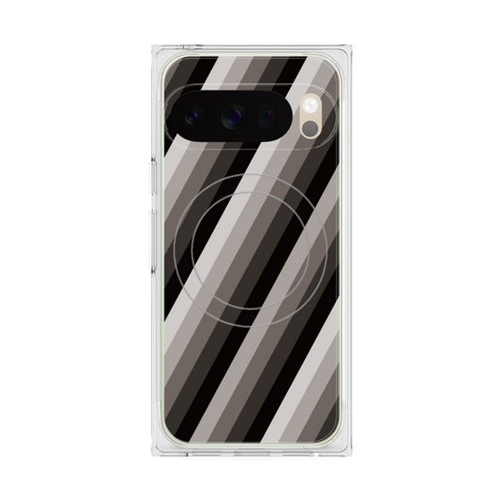 プレミアムスクエアケース with Pixelsnap［ Middle Stripe - Black ］