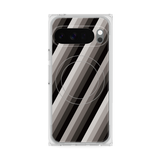 プレミアムスクエアケース with Pixelsnap［ Middle Stripe - Black ］