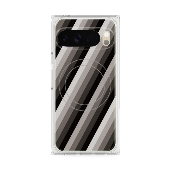 プレミアムスクエアケース with Pixelsnap［ Middle Stripe - Black ］