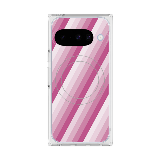 プレミアムスクエアケース with Pixelsnap［ Middle Stripe - Pink ］
