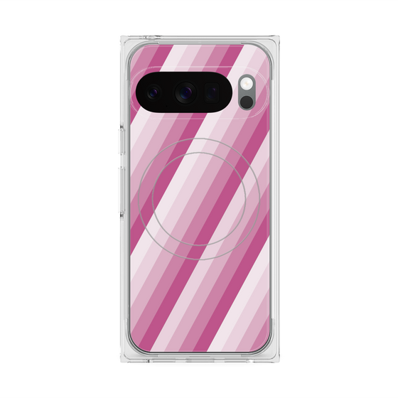 プレミアムスクエアケース with Pixelsnap［ Middle Stripe - Pink ］