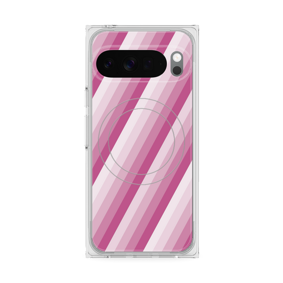 プレミアムスクエアケース with Pixelsnap［ Middle Stripe - Pink ］