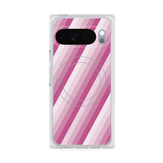 プレミアムスクエアケース with Pixelsnap［ Middle Stripe - Pink ］