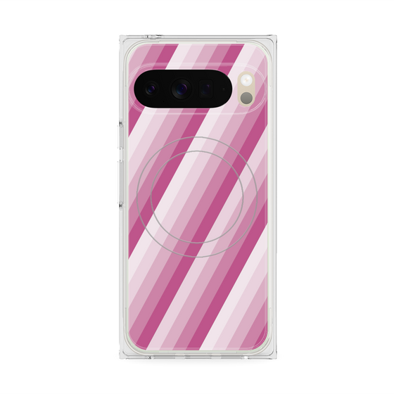 プレミアムスクエアケース with Pixelsnap［ Middle Stripe - Pink ］
