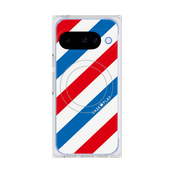 プレミアムスクエアケース with Pixelsnap［ Big Stripe - Red × Blue ］