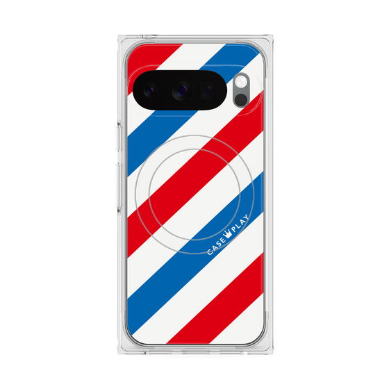 プレミアムスクエアケース with Pixelsnap［ Big Stripe - Red × Blue ］
