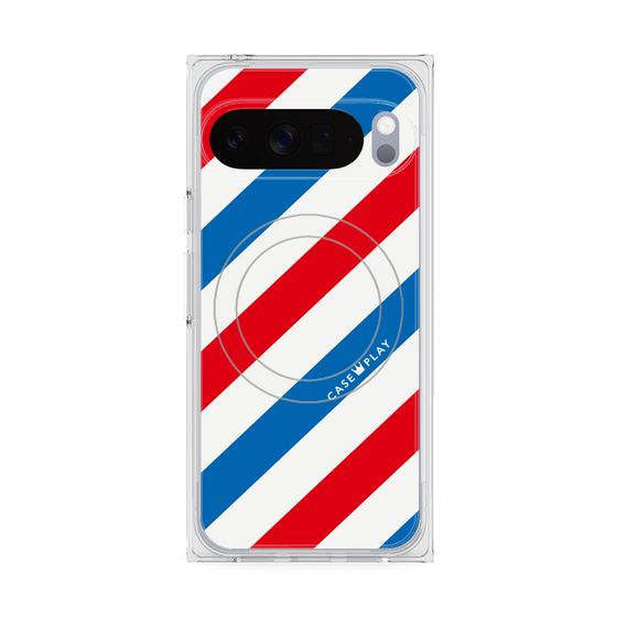 プレミアムスクエアケース with Pixelsnap［ Big Stripe - Red × Blue ］