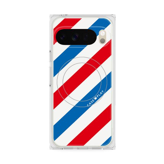 プレミアムスクエアケース with Pixelsnap［ Big Stripe - Red × Blue ］