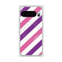 プレミアムスクエアケース with Pixelsnap［ Big Stripe - Purple × Pink ］