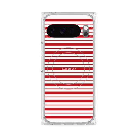 プレミアムスクエアケース with Pixelsnap［ Small Border - Red ］