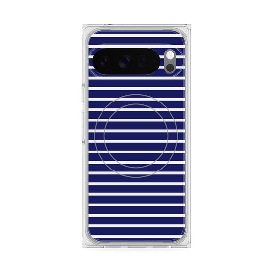 プレミアムスクエアケース with Pixelsnap［ Middle Border - Blue ］