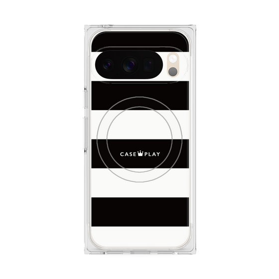 プレミアムスクエアケース with Pixelsnap［ Big Border - Black ］