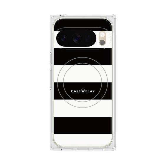 プレミアムスクエアケース with Pixelsnap［ Big Border - Black ］