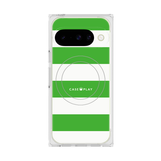 プレミアムスクエアケース with Pixelsnap［ Big Border - Green ］