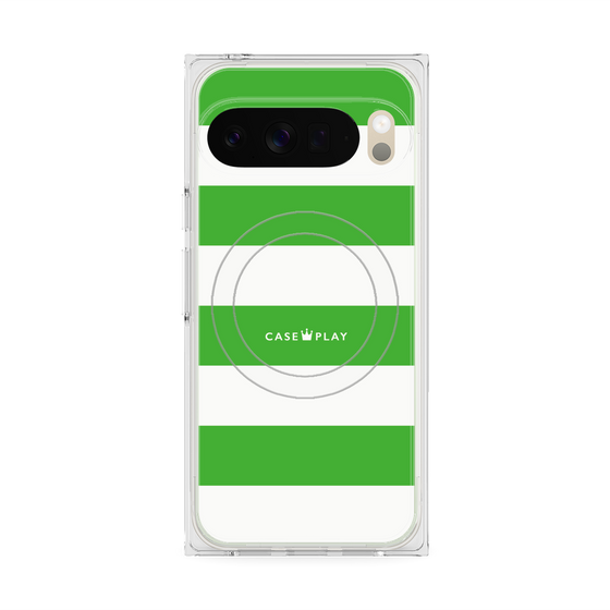 プレミアムスクエアケース with Pixelsnap［ Big Border - Green ］