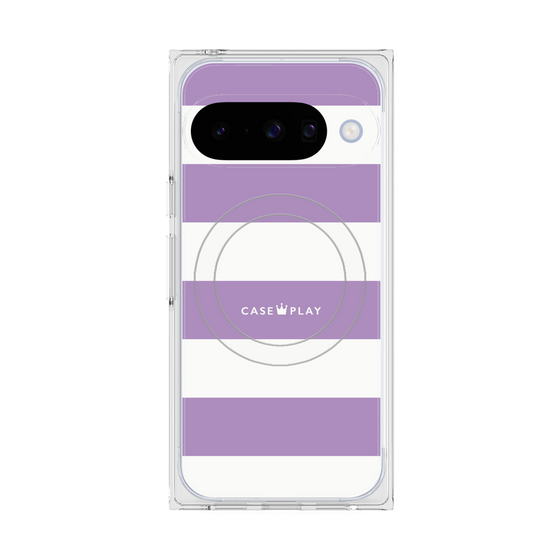プレミアムスクエアケース with Pixelsnap［ Big Border - Purple ］