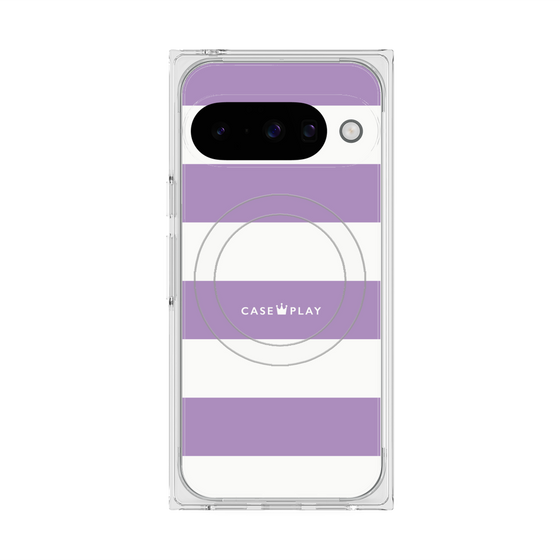 プレミアムスクエアケース with Pixelsnap［ Big Border - Purple ］