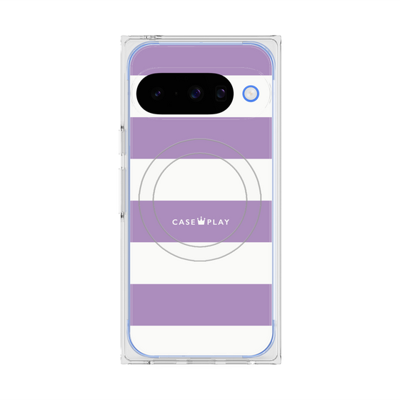 プレミアムスクエアケース with Pixelsnap［ Big Border - Purple ］