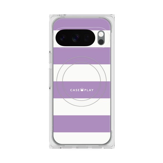 プレミアムスクエアケース with Pixelsnap［ Big Border - Purple ］