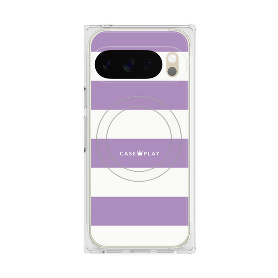 プレミアムスクエアケース with Pixelsnap［ Big Border - Purple ］