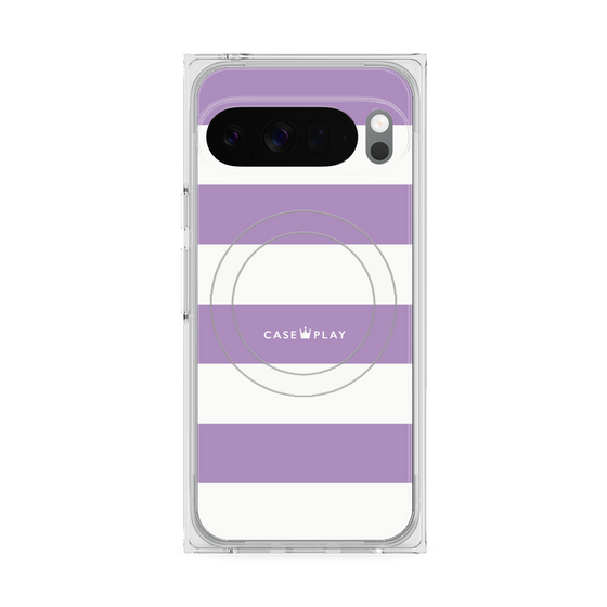 プレミアムスクエアケース with Pixelsnap［ Big Border - Purple ］