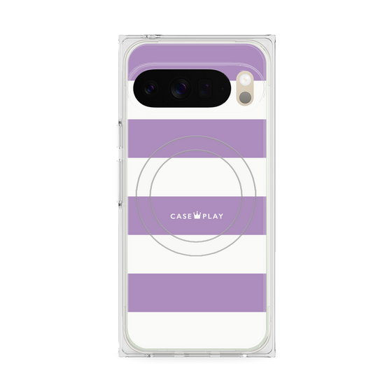 プレミアムスクエアケース with Pixelsnap［ Big Border - Purple ］