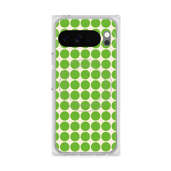 プレミアムスクエアケース with Pixelsnap［ Big Dot - Green ］
