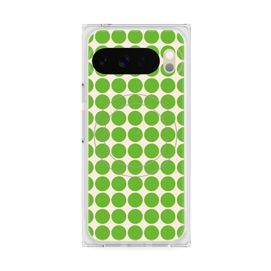 プレミアムスクエアケース with Pixelsnap［ Big Dot - Green ］