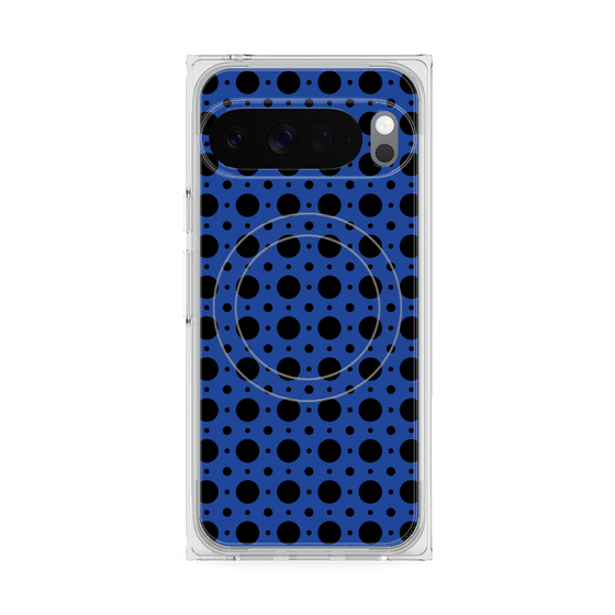 プレミアムスクエアケース with Pixelsnap［ Shower Dot - Blue ］