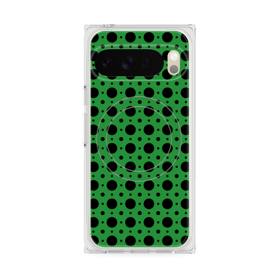 プレミアムスクエアケース with Pixelsnap［ Shower Dot - Green ］