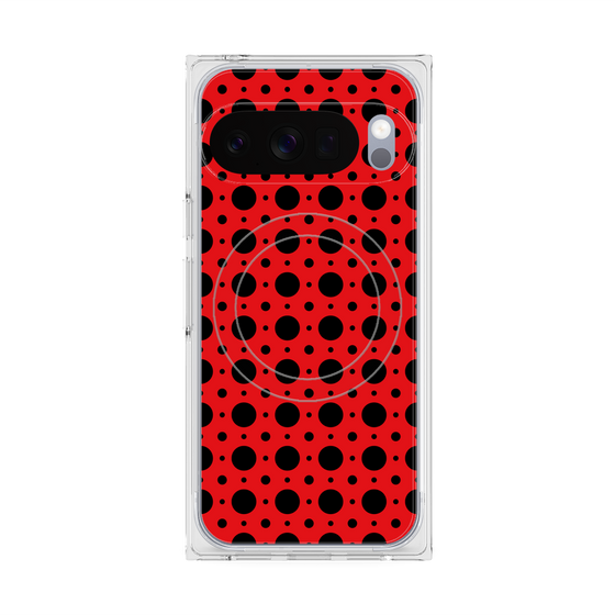 プレミアムスクエアケース with Pixelsnap［ Shower Dot - Red ］
