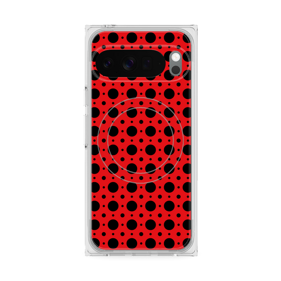 プレミアムスクエアケース with Pixelsnap［ Shower Dot - Red ］