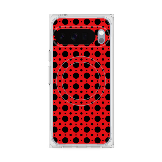 プレミアムスクエアケース with Pixelsnap［ Shower Dot - Red ］
