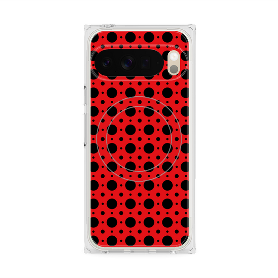 プレミアムスクエアケース with Pixelsnap［ Shower Dot - Red ］