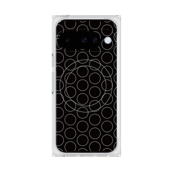 プレミアムスクエアケース with Pixelsnap［ Dot Circle - Black ］