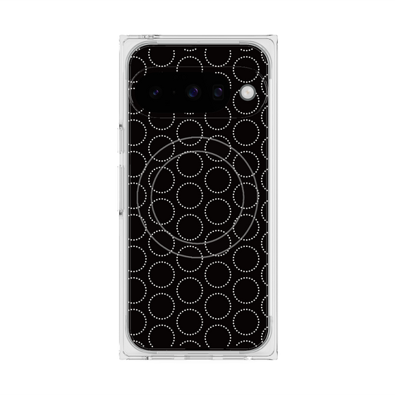 プレミアムスクエアケース with Pixelsnap［ Dot Circle - Black ］