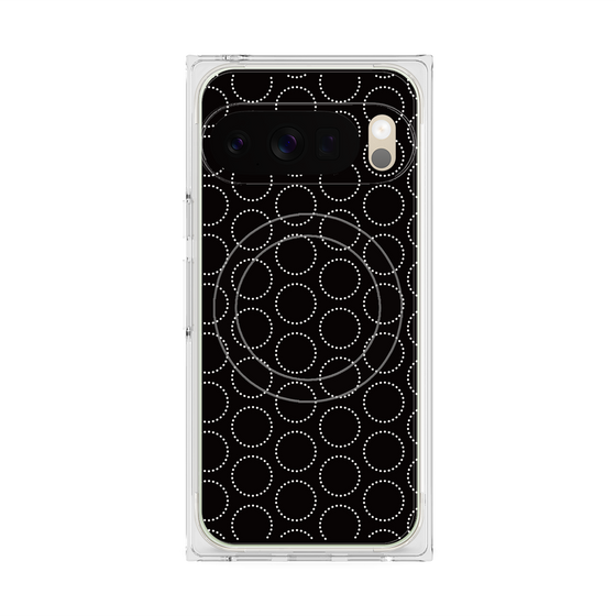 プレミアムスクエアケース with Pixelsnap［ Dot Circle - Black ］